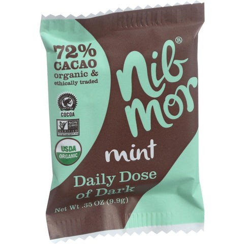 Nibmor Organic Daily Dose Of Dark - Mint Plus Nibs 72 Percent Cacao - .35 Oz - Case Of 60