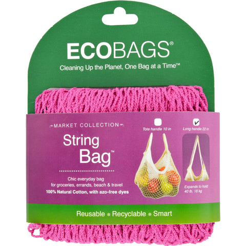 Ecobags String Bag - Long Handle Fuscia - 8 In X 8 In - Case Of 10