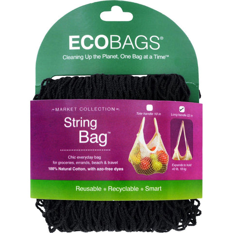 Ecobags Market Collection String Bags Long Handle - Black - 10 Bags