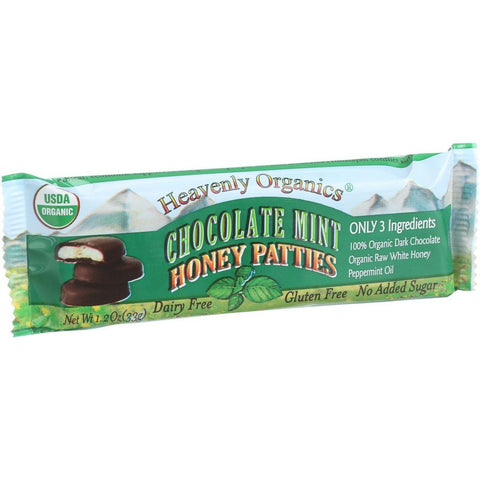 Heavenly Organics Honey Patties - Chocolate Mint - 1.2 Oz - Case Of 16