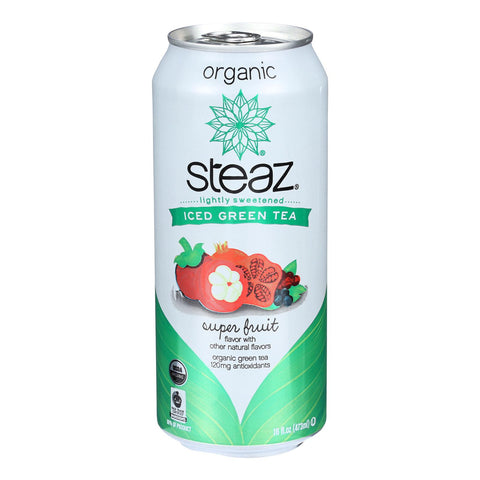 Steaz Lightly Sweetened Green Tea - Super Fruit - Case Of 12 - 16 Fl Oz.
