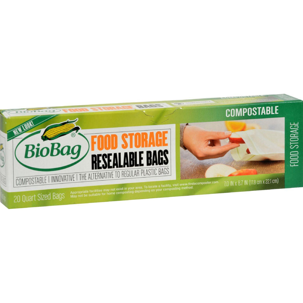 Biobag Resealable Food Storage Bags - Case Of 12 - 20 Count