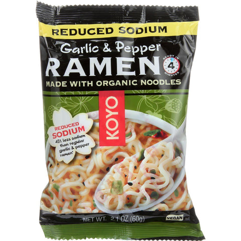 Koyo Ramen - Organic - Garlic Pepper - Reduced Sodium - 2.1 Oz - Case Of 12