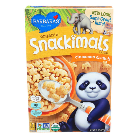 Barbara's Bakery Organic Snackimals Cereal - Cinnamon Crunch - Case Of 12 - 9 Oz.