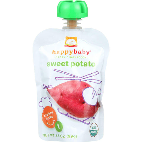 Happy Baby Baby Food - Organic - Starting Solids - Stage 1 - Sweet Potatoes - 3.5 Oz - Case Of 16