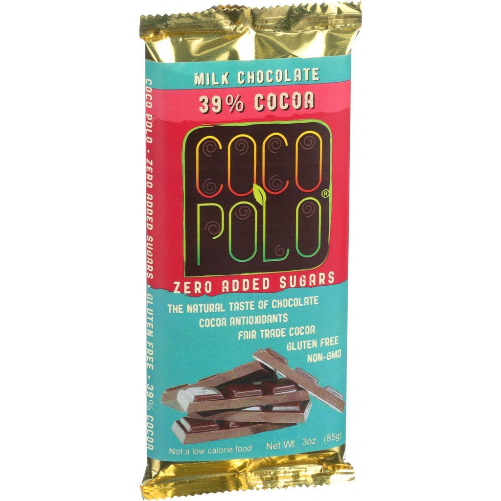 Coco Polo Chocolate Bar - 39 Percent Milk Chocolate - Case Of 12 - 3 Oz Bars