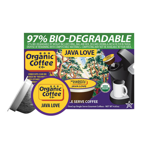 Organic Coffee Company Onecups - Java Love - Case Of 6 - 4.65 Oz.