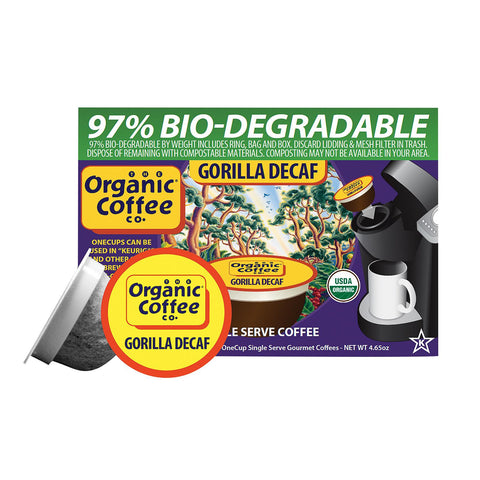 Organic Coffee Company Onecups - Gorilla Decaf - Case Of 6 - 4.65 Oz.