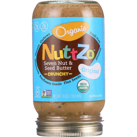 Nuttzo Spread - Organic - Seven Nut And Seed Butter - Crunchy - With Peanuts - 16 Oz - Case Of 6