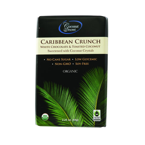 Coconut Secret Organic Chocolate Crunch Bar - Caribbean White Chocolate Crunch - Case Of 12 - 2.25 Oz Bars
