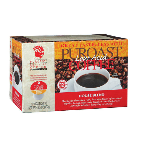 Puroast Low Acid Coffee Single Serve Cup - House Blend - Case Of 6 - 12 Count