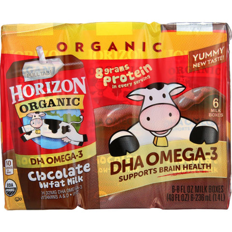 Horizon Organic Dairy Milk - Organic - 1 Percent - Lowfat - Box - Chocolate - Plus Dha Omega-3 - 6-8 Oz - Case Of 3