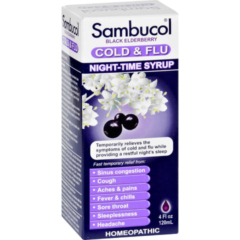 Sambucol Night Time Cold And Flu - Elderberry - 4 Fl Oz