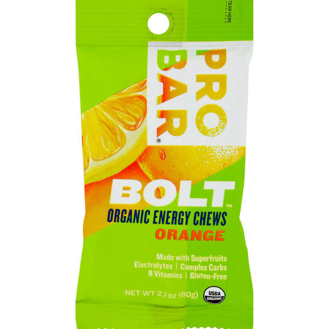 Probar Bolt Energy Chews - Organic Orange - 2.1 Oz - Case Of 12