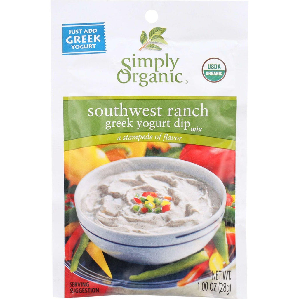 Simply Organic Dip Mix - Organic - Greek Yogurt - Southwest Ranch - 1 Oz - Case Of 12