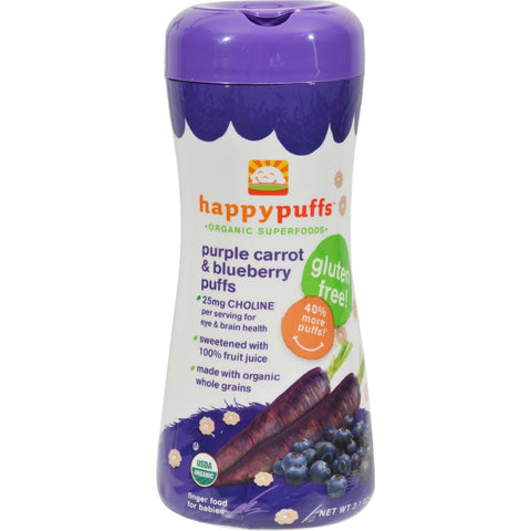 Happy Baby Happy Bites Puffs - Organic Happypuffs Purple Carrot And Blueberry - 2.1 Oz - Case Of 6