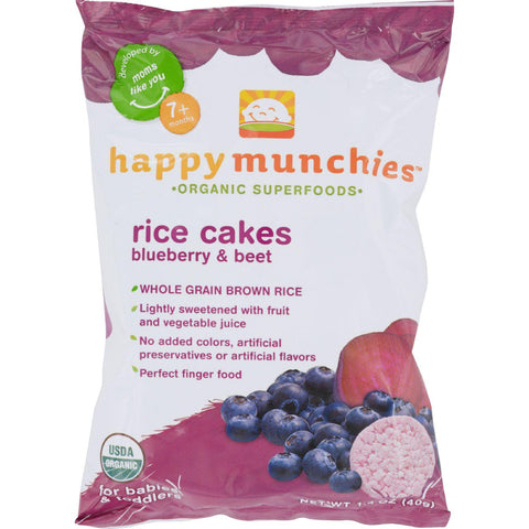 Happy Baby Happy Munchies Rice Cakes - Organic Blueberry And Beet - 1.4 Oz - Case Of 10