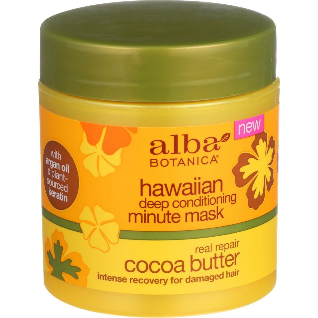 Alba Botanica Deep Conditioning Minute Mask - Hawaiian - Real Repair Cocoa Butter - 5.5 Oz