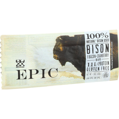 Epic Bar - Bison Bacon Cranberry - 1.5 Oz Bars - Case Of 12