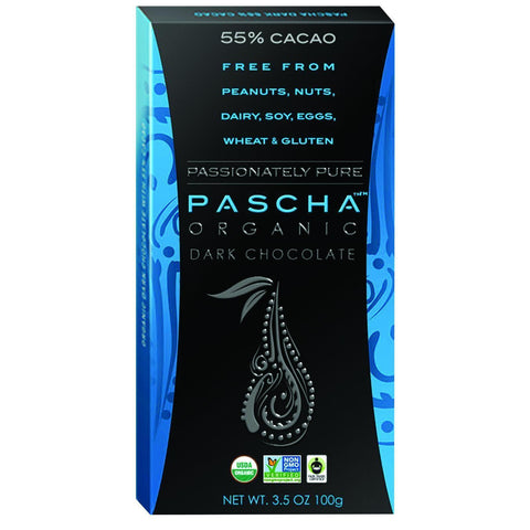 Pascha Organic Chocolate Bar - Dark Chocolate - 55 Percent Cacao - 3.5 Oz Bars - Case Of 10
