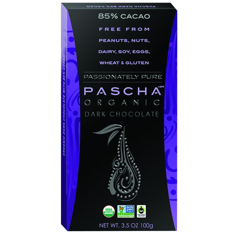 Pascha Organic Chocolate Bar - Dark Chocolate - 85 Percent Cacao - 3.5 Oz Bars - Case Of 10