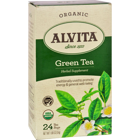 Alvita Organic Green Tea Herbal Supplement - 24 Tea Bags