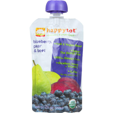 Happy Tot Toddler Food - Organic - Stage 4 - Blueberry Pear And Beet - 4.22 Oz - Case Of 16
