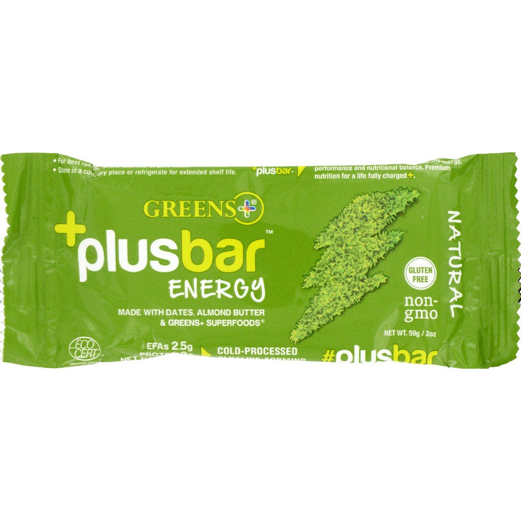 Greens Plus Energy Bar - Plusbar - Energy Natural - 2.08 Oz - Case Of 12