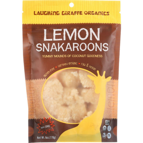 Laughing Giraffe Organics Coconut Snacks - Snakaroons - Organic - Lemon - 6 Oz - Case Of 8