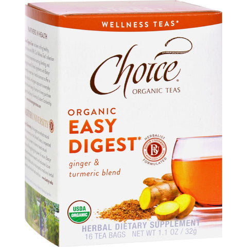 Choice Organic Teas - Organic Easy Digest Tea - 16 Bags - Case Of 6