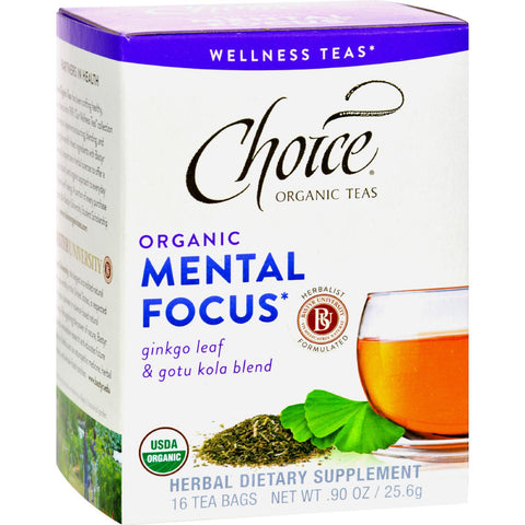 Choice Organic Teas - Organic Mental Focus Tea - 16 Bags - Case Of 6