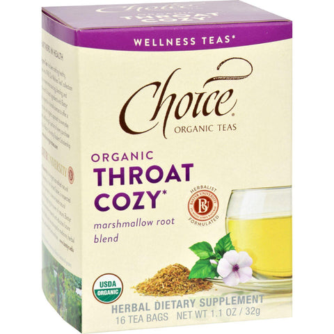 Choice Organic Teas - Organic Throat Cozy Tea - 16 Bags - Case Of 6