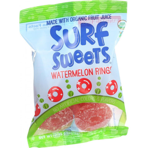 Surf Sweets Organic Rings - Watermelon - 2.75 Oz - Case Of 12