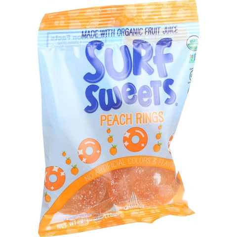 Surf Sweets Organic Rings - Peach - 2.75 Oz - Case Of 12