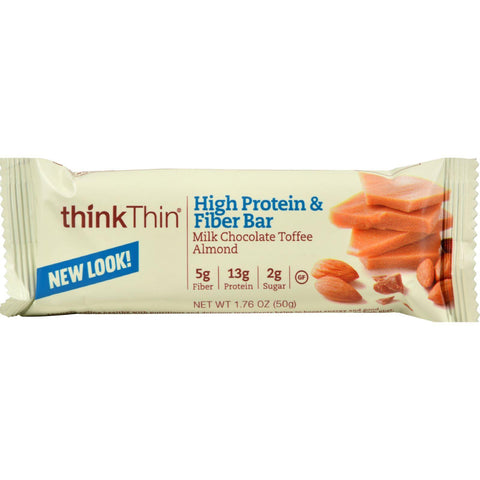 Think Products Bars - Thinkthin Milk Chocolate Toffee Almond Protein Plus Fiber - 1.76 Oz - Case Of 10