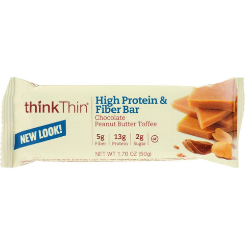 Think Products Bars - Thinkthin Chocolate Peanut Butter Toffee Protein Plus Fiber - 1.76 Oz - Case Of 10