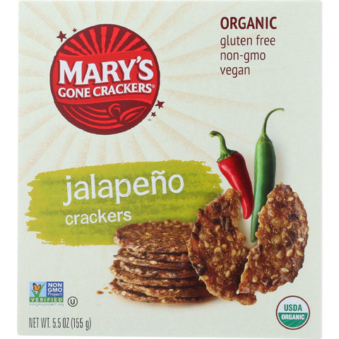 Marys Gone Crackers Crackers - Organic - Hot N Spicy Jalapeno - 5.5 Oz - Case Of 12