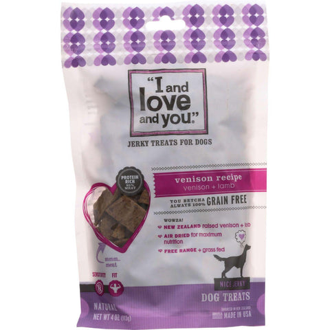 I And Love And You Dog Treats - Nice Jerky - Venison And Lamb Bites - 4 Oz - Case Of 6