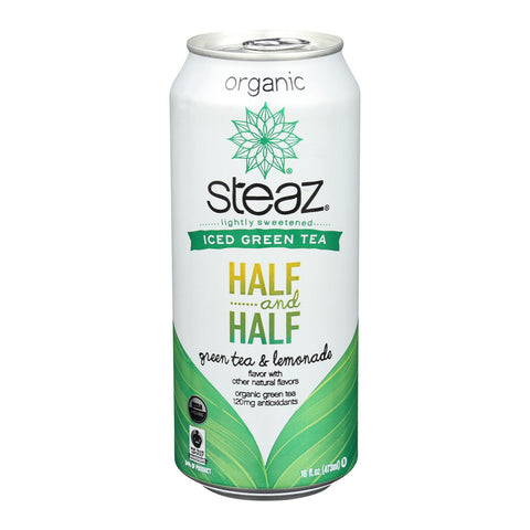 Steaz Lightly Sweetened Green Tea - Half And Half - Case Of 12 - 16 Fl Oz.