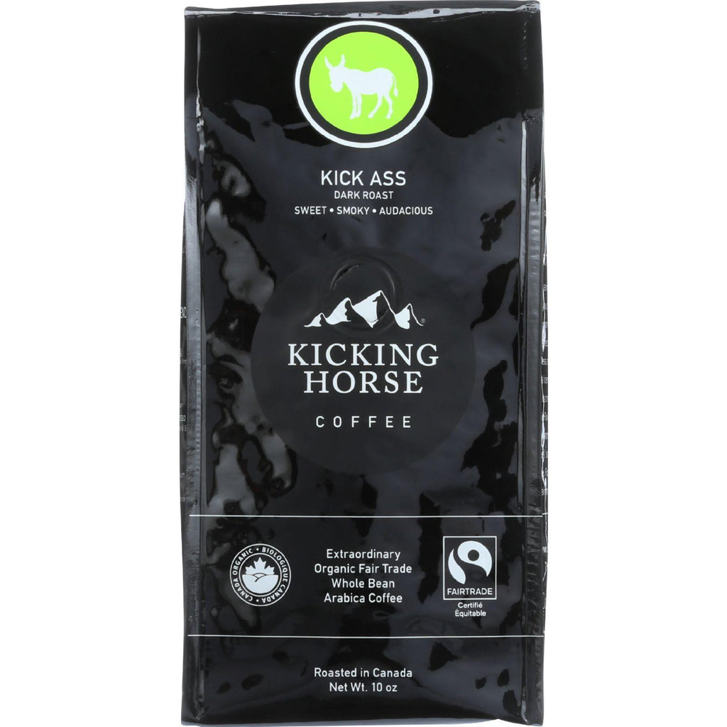 Kicking Horse Coffee - Organic - Whole Bean - Kick Ass - Dark Roast - 10 Oz - Case Of 6