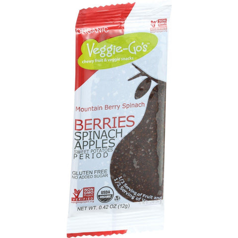 Veggie Gos Organic Snack - Mountain Berry Spinach - .42 Oz Bars - Case Of 20