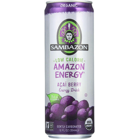 Sambazon Energy Drink - Amazon Energy - Acai Berry - Low Calorie - 12 Oz - Case Of 24