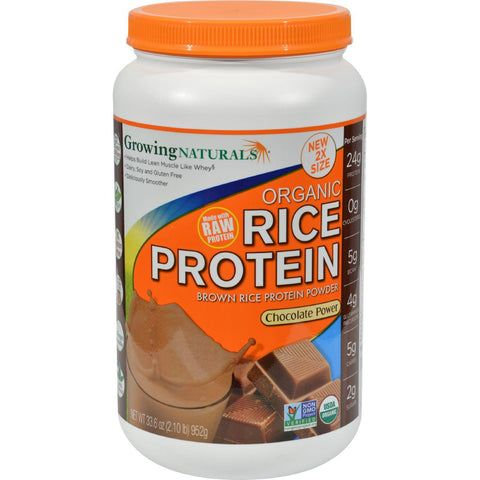 Growing Naturals Rice Protein Powder - Chocolate Power - 33.6 Oz