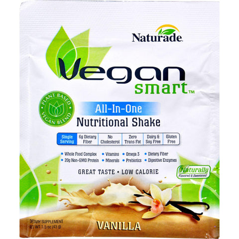 Naturade Vegansmart All-in-one Nutritional Shake - Vanilla - 1.51 Oz - Case Of 12