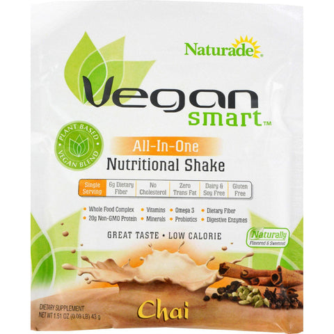 Naturade Vegansmart All-in-one Nutritional Shake - Chai - 1.51 Oz - Case Of 12