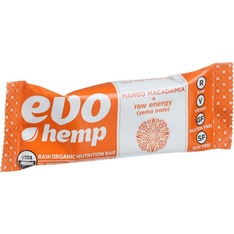 Evo Hemp Organic Hemp Bars - Mango Macadamia Energy - 1.69 Oz Bars - Case Of 12