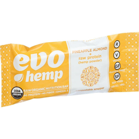 Evo Hemp Organic Hemp Bars - Pineapple Almond Protein - 1.69 Oz Bars - Case Of 12