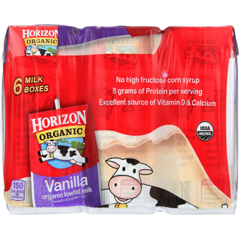 Horizon Organic Dairy Milk - Organic - 1 Percent - Lowfat - Box - Vanilla - 6-8 Oz - Case Of 3