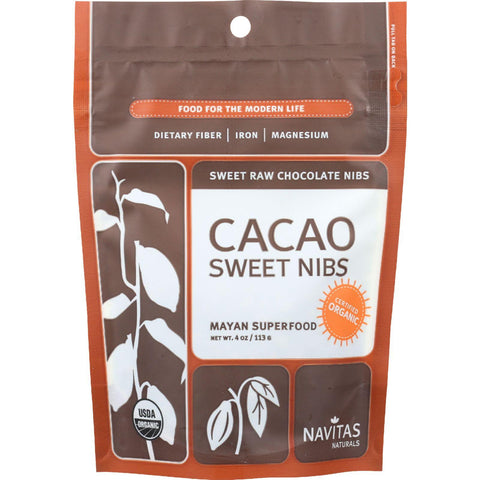 Navitas Naturals Cacao Nibs - Organic - Sweet - Raw - 4 Oz - Case Of 12