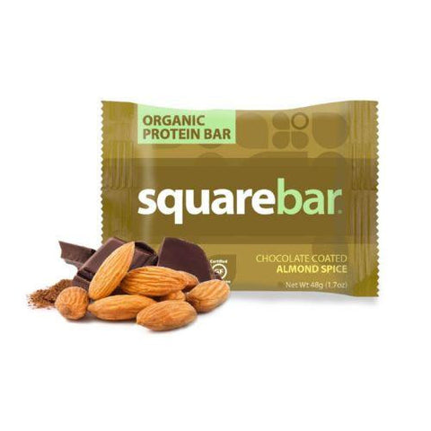 Squarebar Organic Protein Bar - Chocolate Coated Almond Spice - 1.7 Oz - Case Of 12